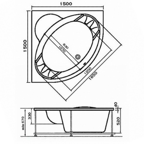 Акриловая ванна Vayer Kaliope 150х150