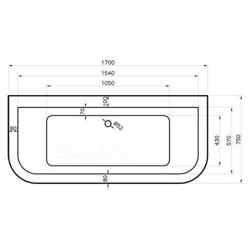 Акриловая ванна Vayer Options 170х70х85