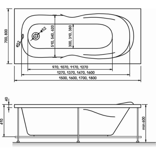 Акриловая ванна relisan NEONIKA 180x80