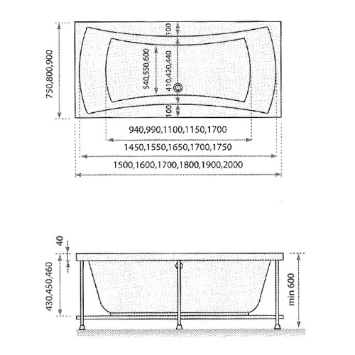 Ванна акриловая Relisan XENIA 200x90