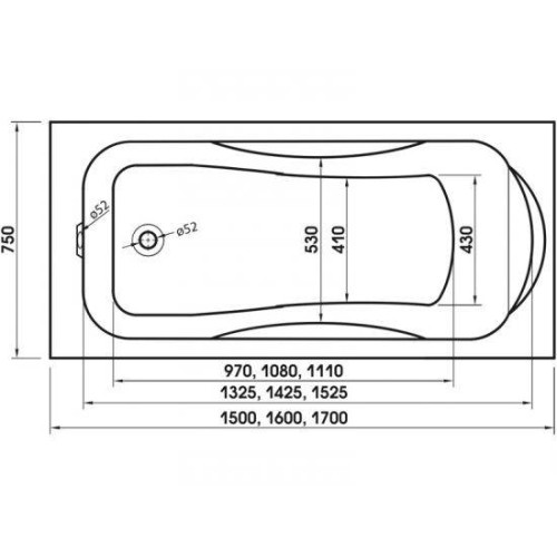 Ванна акриловая Relisan ELVIRA 150x75