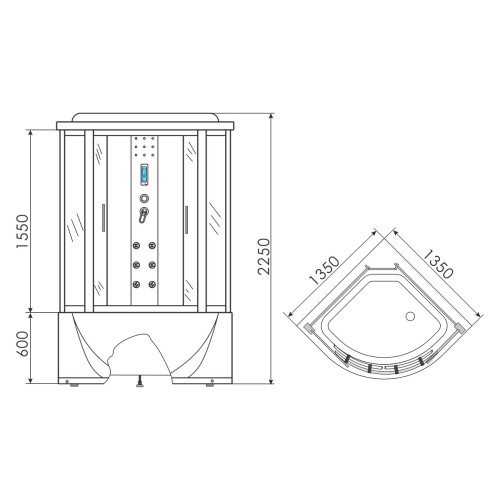 ДУШЕВАЯ КАБИНА ERLIT ER 4350T-EX C3 150*150*225