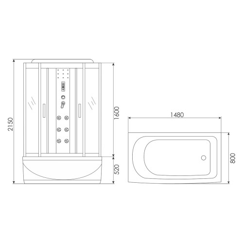 ДУШЕВАЯ КАБИНА ERLIT ER 4515TP C4 150*80*215