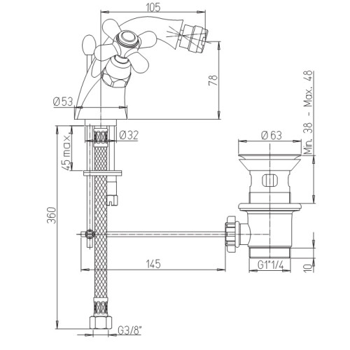 Paini Liberty Смеситель для биде 17F3327