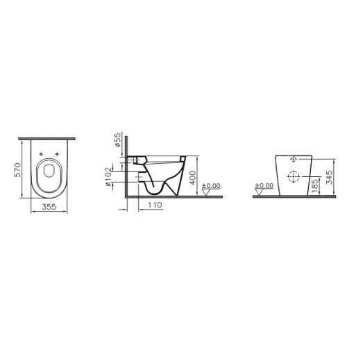 Напольный приставной унитаз Vitra Nest 5138B003-0075 