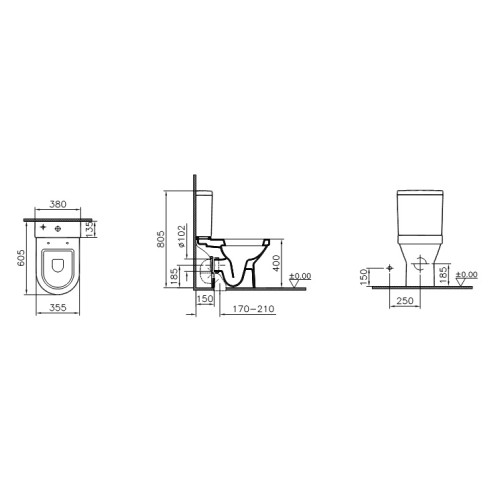 Комплект пристенного унитаза Vitra S50 9767B003-7201