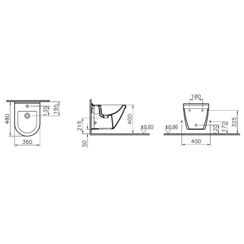 Биде подвесное Vitra S50 48 см 5420B003-0288