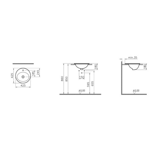 Раковина Vitra S20 45 см 5466B003-0001