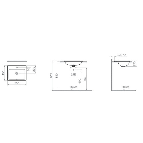 Раковина Vitra S20 55 см 5465B003-0001