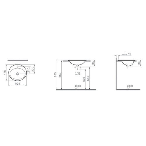 Раковина накладная Vitra S20 55 см 5468B003-0001