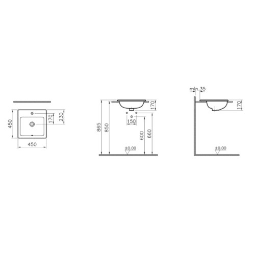 Раковина накладная Vitra S20 40 см 5463B003-0001