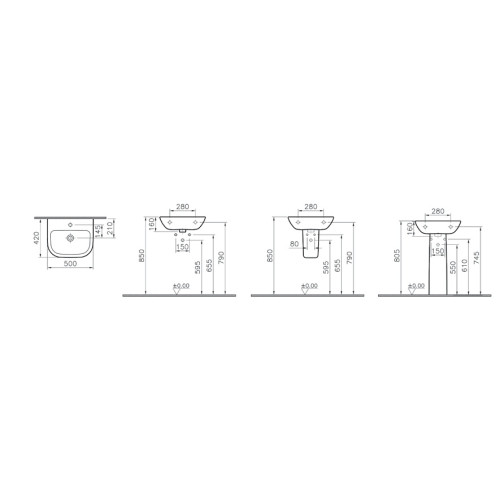 Раковина Vitra S20 50 см 5501B003-0001