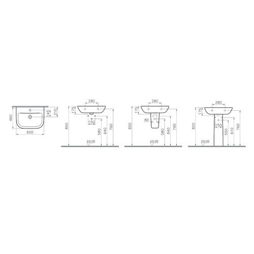 Раковина Vitra S20 60 см 5503B003-0001