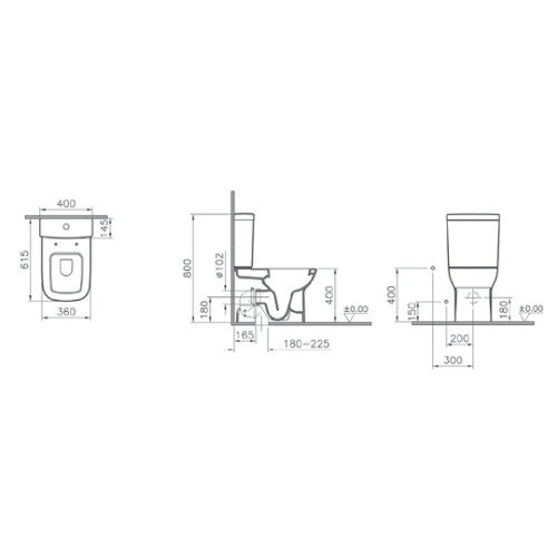 Комплект пристенного унитаза Vitra S20 9800B003-7203