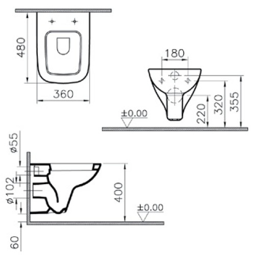 Подвесной унитаз Vitra S20 52 см 5505B003-0101