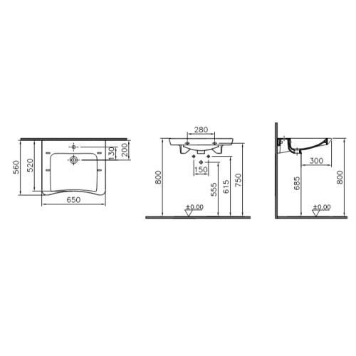 Раковина для инвалидов Vitra S20 5291B003-0001