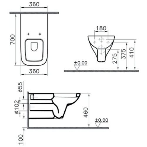 Унитаз подвесной Vitra S20 5298B003-0075