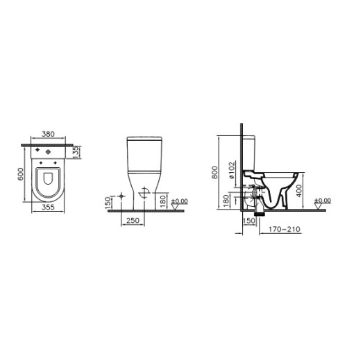 Напольный пристенный унитаз Vitra Diana 9815B003-7201