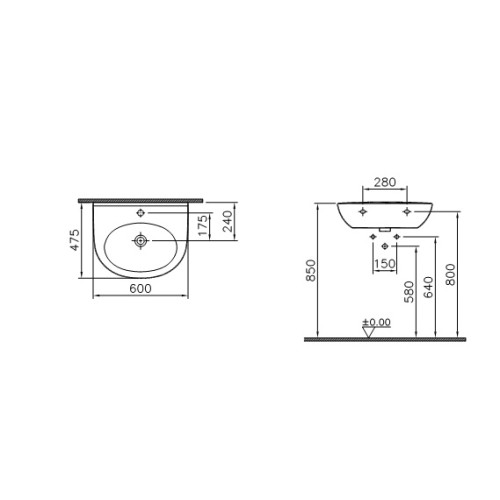 Раковина Vitra Zentrum 60 см 5786B003-0001