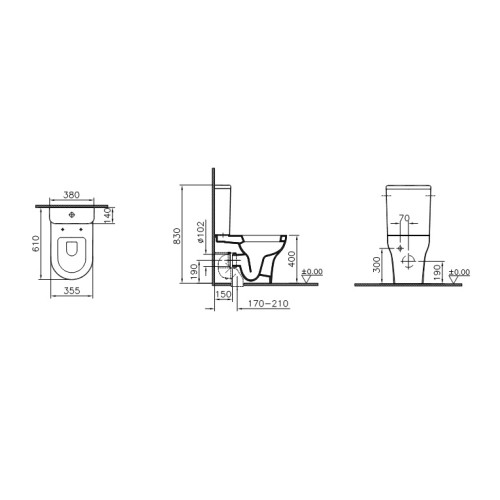 Комплект пристенного унитаза Vitra Zentrum 9012B003-7201