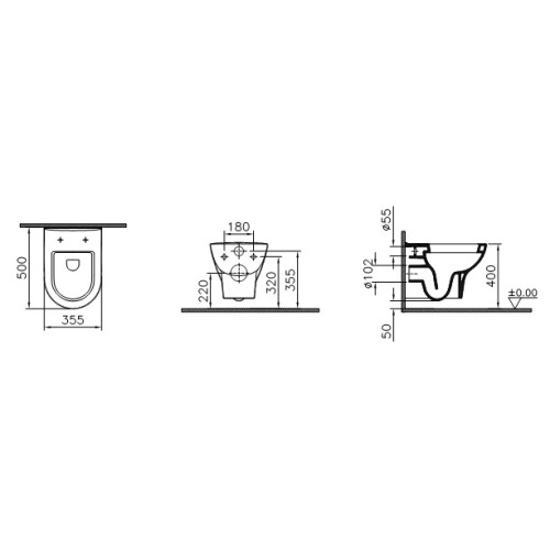 Комплект подвесного унитаза Vitra Zentrum 5785B003-6076