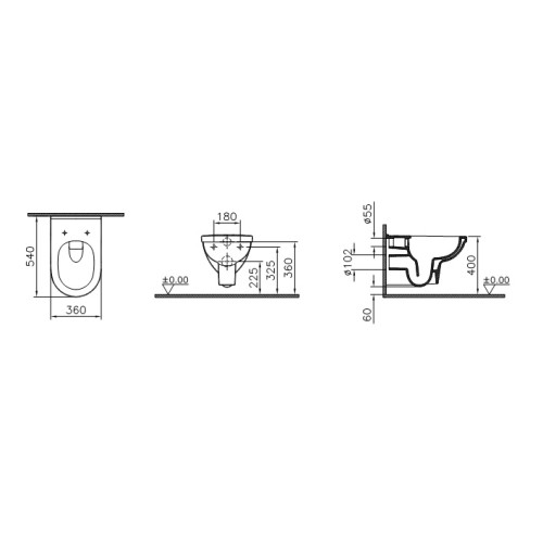 Подвесного безободкового унитаза Vitra Form300 7755B003-6039 