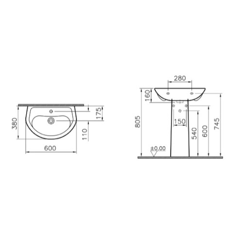 Раковина Vitra Arkitekt 9601B003-7650