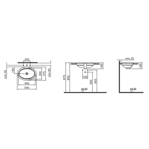 Накладная раковина Vitra Efes 54 см 5801B003-0012