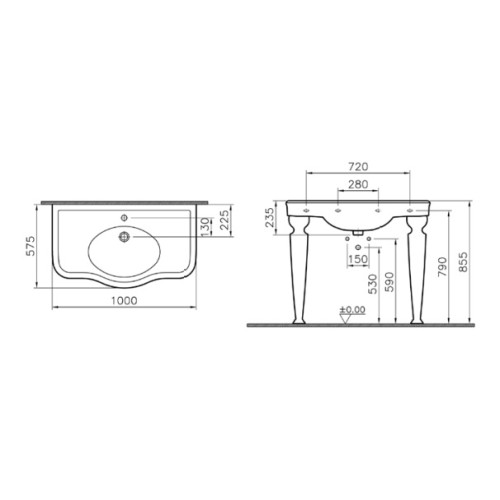 Раковина  Vitra Efes 100 см 6209B003-0001