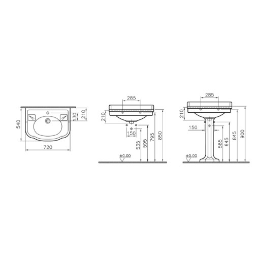 Раковина Vitra Efes 72 см 6055B003-0001