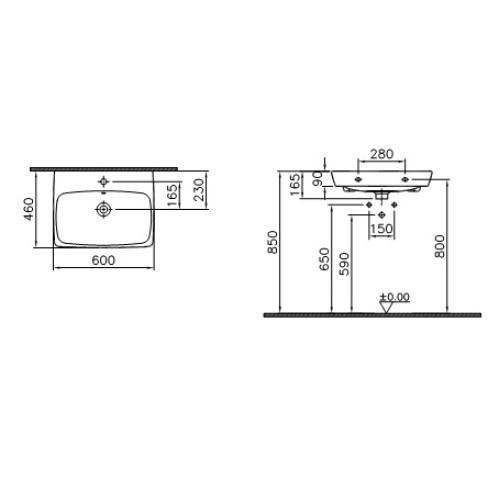 Раковина  Vitra Metropole 60 см 5662B003-0001