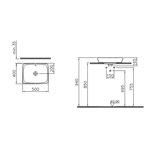 Раковина-чаша Vitra Metropole 50 см 5667B003-0012