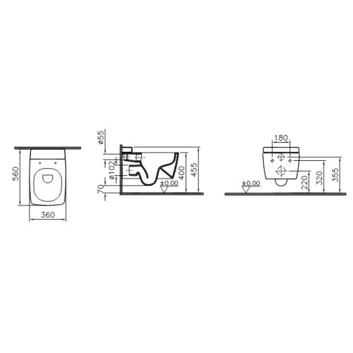 Комплект подвесного унитаза Vitra Metropole 56 см 7672B003-6074