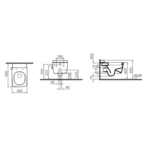 Комплект подвесного унитаза Vitra Metropole 56 см 7672B003-6112