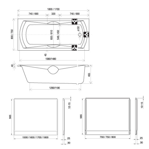 Ванна RAVAK Sonata 170*75 белая C901000000