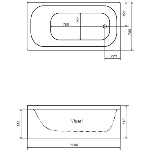 Тритон (Triton) ванна «Лиза» 1200 x 700 мм