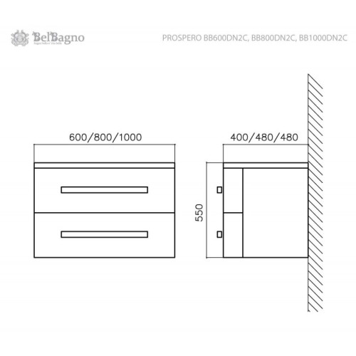 Belbagno Moderno PROSPERO 600DN2C 600x400x1950