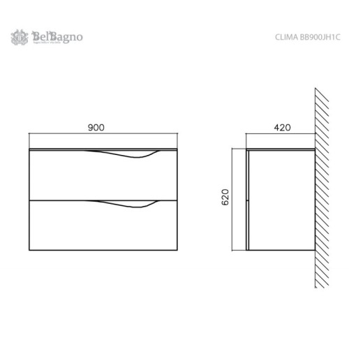 Belbagno Moderno CLIMA 900JH1C 900x420x1950