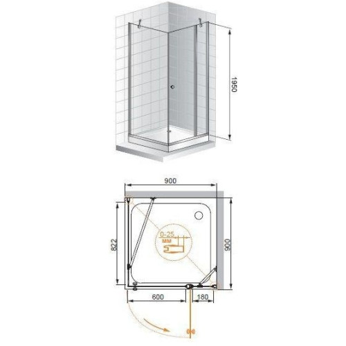 Cezares душевые ограждения TRIUMPH-A-12-90-C-Cr-L(-R)