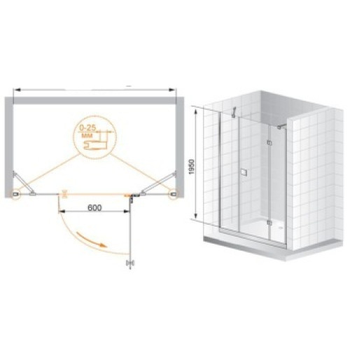 Cezares душевые ограждения TRIUMPH-B-13-40+60/50-C-Cr-L(-R)