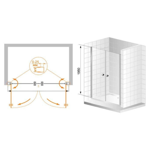 Cezares душевые ограждения ELENA-B-22-180-C-Cr