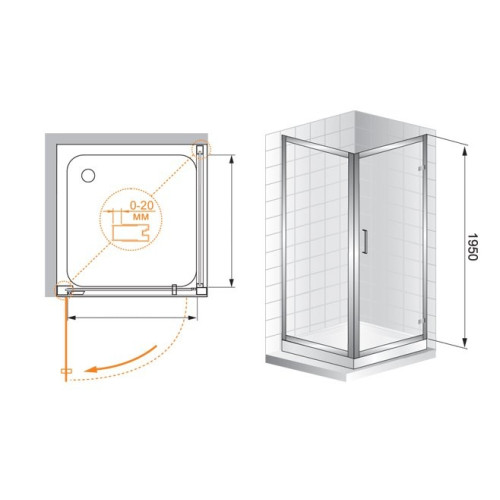 Cezares душевые ограждения PORTA-A-11-90-C-Cr