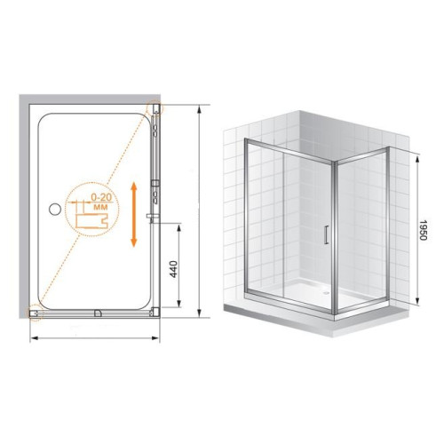 Cezares душевые ограждения PORTA-AH-12-110/100-C-Cr