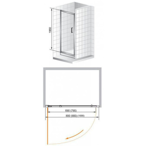 Cezares душевые ограждения PORTA-B-11-80-C-Cr