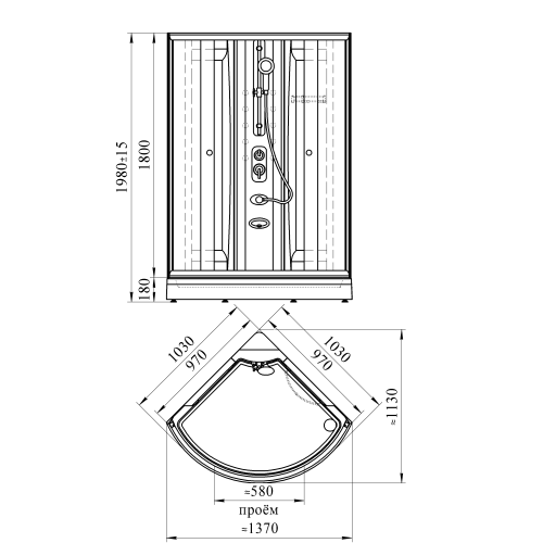 Душевая кабина "Паола-2 ЛЮКС" 1040х1040х1980