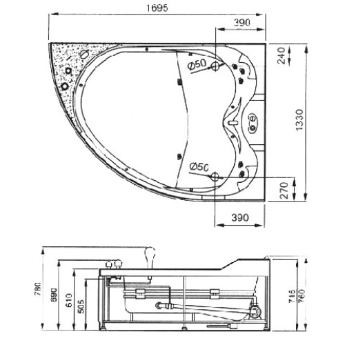 Акриловая ванна Gemy G9086 B R