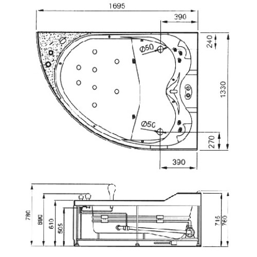 Акриловая ванна Gemy G9086 K R