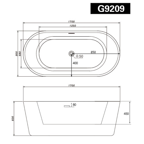 Акриловая ванна Gemy G9209