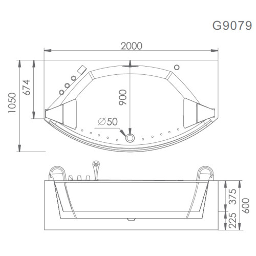 Акриловая ванна Gemy G9079