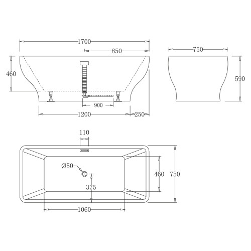 Акриловая ванна BelBagno BB73-1700